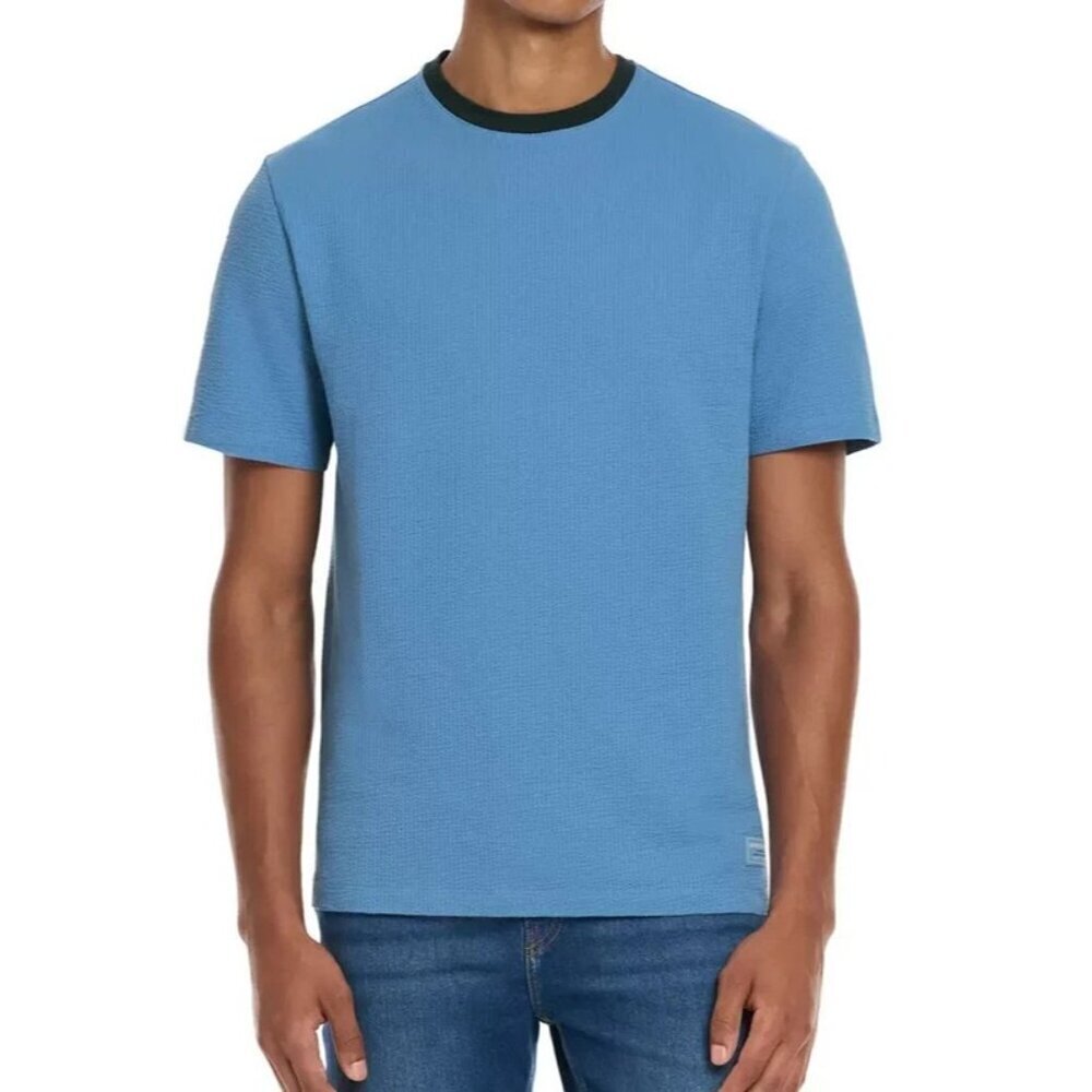 NEW Scotch & Soda Men's L Blue Textured T-Shirt Cotton Blend